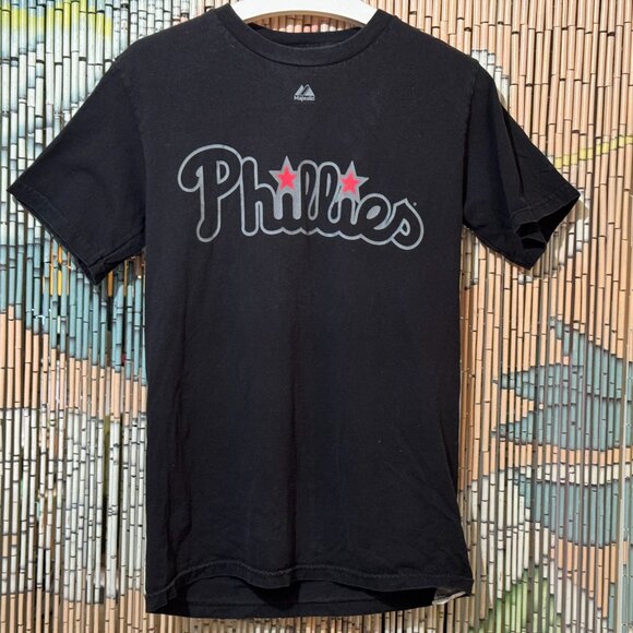 Philadelphia Phillies Carlos Ruiz 51 100% Cotton Majestic T-Shirt, Black, Small - Picture 2 of 11